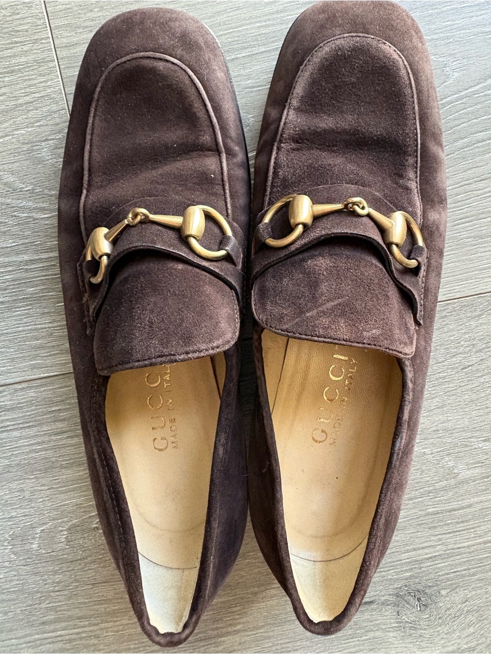 Gucci Dark Brown Suede Horsebit Moccasins